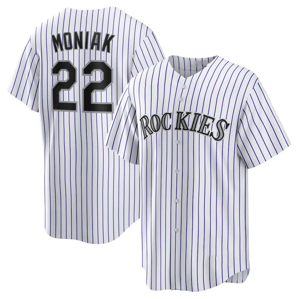 Colorado Rockies #22 Mickey Moniak White Puhics Home Replica Jersey