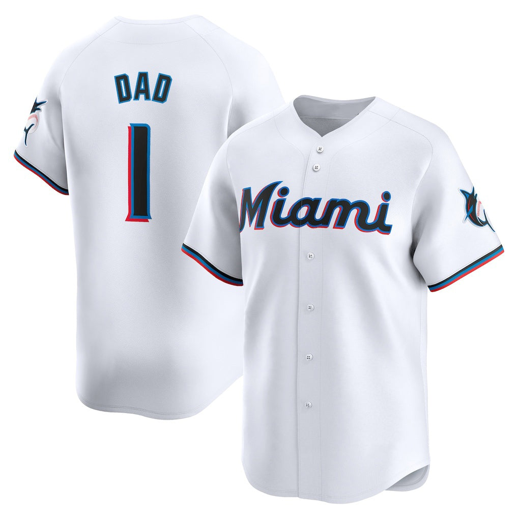 Miami Marlins #1 Dad White Puhics Home Limited Jersey