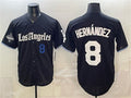 Los Angeles Dodgers #8 Enrique Hern¨¢ndez Black Puhics 2025 World Series Champions Patch 'Gothic Edition' Vapor Premier Limited Stitched Jersey