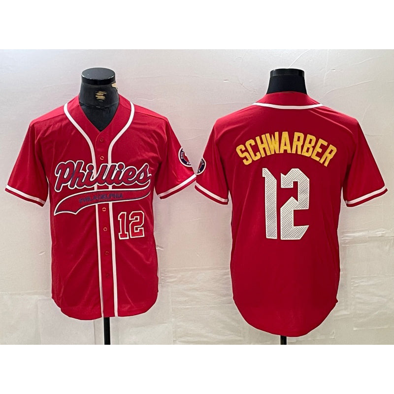Philadelphia Phillies #12 Kyle Schwarber Red Puhics 2024 City Connect Limited Stitched Jerseys