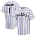 Colorado Rockies #1 Groom White Puhics Home Replica Jersey
