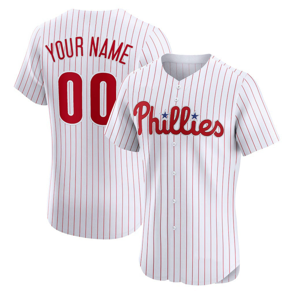 Custom Philadelphia Phillies White Puhics Home Elite Jersey