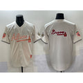 Atlanta Braves Team Big Logo Cream Puhics 2024 Atliens & Peach With Outkast Patch Vapor Limited Stitched Jersey