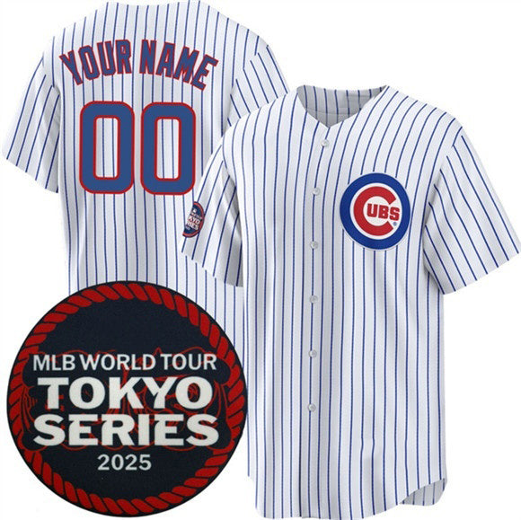 Custom Chicago Cubs Active Player White Puhics 2025 World Tour Tokyo Series Home Stitched Jersey