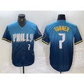 Philadelphia Phillies #7 Trea Turner Number Blue Puhics 2024 City Connect Limited Stitched Jersey 2