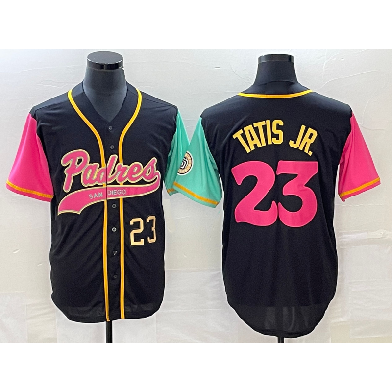 San Diego Padres #23 Fernando Tatis Jr Number Black Puhics NEW 2023 City Connect Cool Base Stitched Jersey