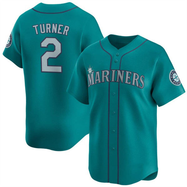 Seattle Mariners #2 Justin Turner Aqua Puhics Alternate Limited Stitched jersey