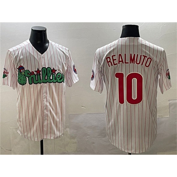 Philadelphia Phillies #10 J.T. Realmuto White Puhics Phanatic Cool Base Stitched Jersey