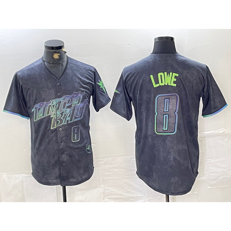 Tampa Bay Rays #8 Brandon Lowe Charcoal Puhics 2024 City Connect Player Number Limited Cool Base Jersey 2