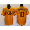 Pittsburgh Pirates #10 Bryan Reynolds Number Gold Puhics 2023 City Connect Stitched Jersey 3