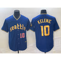 Seattle Mariners #10 Jarred Kelenic Number Blue Puhics 2023 City Connect Cool Base Stitched Jersey