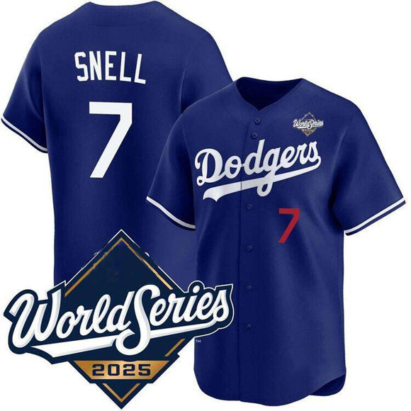 Los Angeles Dodgers #7 Blake Snell Royal Puhics 2025 World Series Limited Stitched Jersey