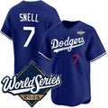 Los Angeles Dodgers #7 Blake Snell Royal Puhics 2025 World Series Limited Stitched Jersey