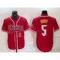 Philadelphia Phillies #5 Bryson Stott Number Red Puhics Cool Base Stitched Jerseys