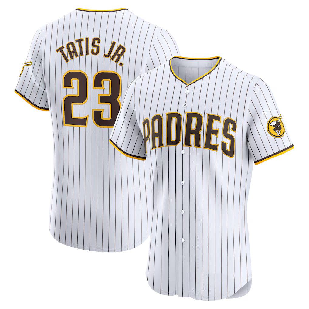 San Diego Padres #23 Fernando Tatis Jr. White Puhics Home Elite Jersey