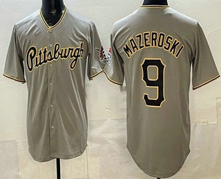 Pittsburgh Pirates #9 Bill Mazeroski Grey Puhics Limited Jersey
