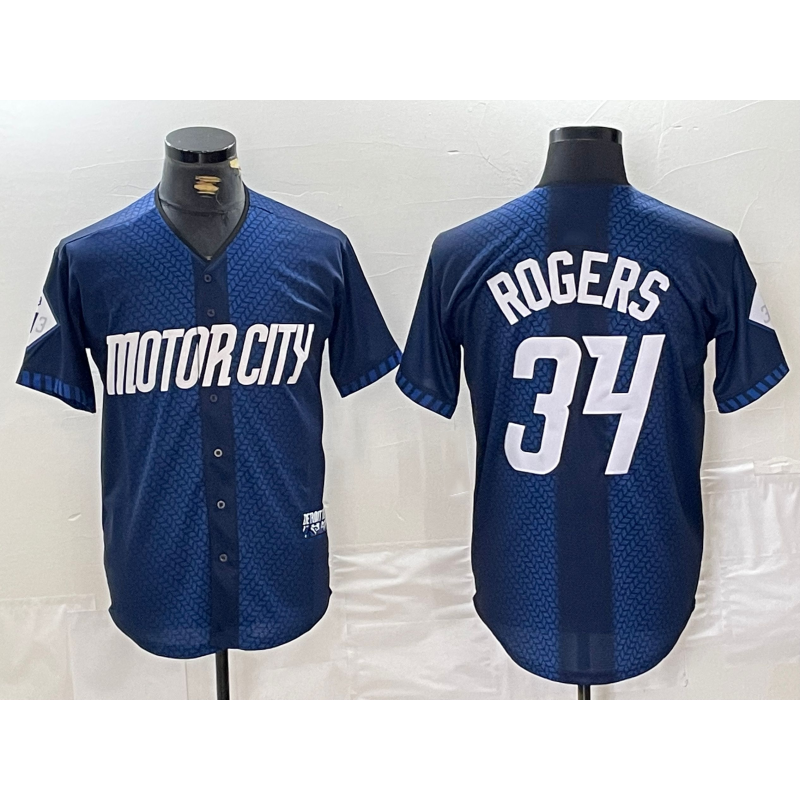 Detroit Tigers #34 Jake Rogers 2024 Navy Puhics City Connect Cool Base Limited Stitched Jersey 2