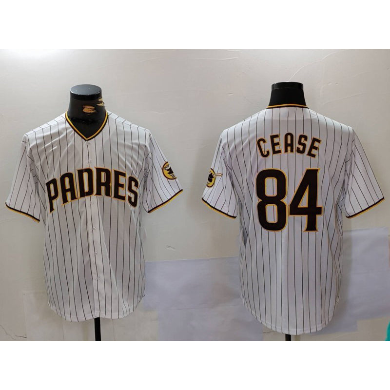 San Diego Padres #84 Dylan Cease White Puhics Team Logo Stitched Cool Base Jersey
