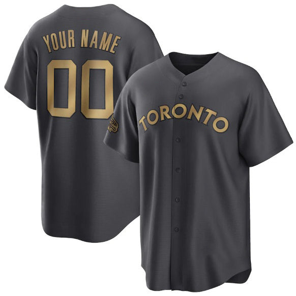 Custom Toronto Blue Jays Active Player Charcoal Puhics 2022 All-Star Cool Base Stitched Jersey