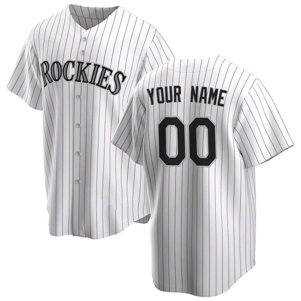 Custom Colorado Rockies White Puhics Home Replica Jersey