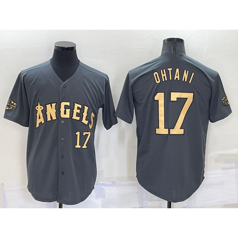 Los Angeles Angels #17 Shohei Ohtani Number Grey Puhics 2022 All Star Stitched Cool Base Jersey