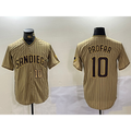 San Diego Padres #10 Jurickson Profar Khaki Puhics Team Logo Cool Base Jerseys