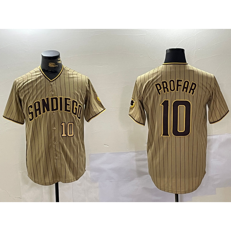 San Diego Padres #10 Jurickson Profar Khaki Puhics Team Logo Cool Base Jerseys
