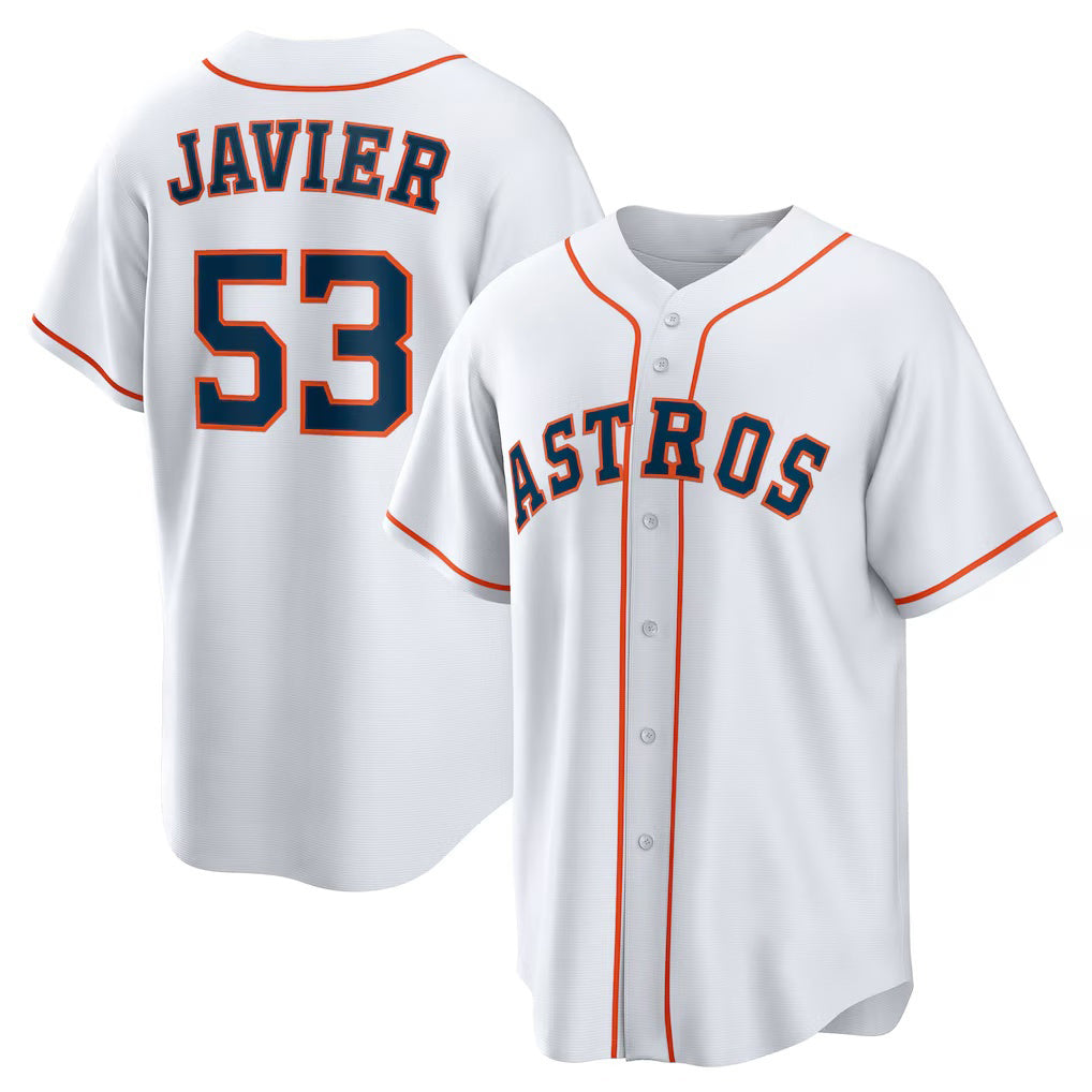 Houston Astros #53 Cristian Javier White Puhics Home Replica Jersey