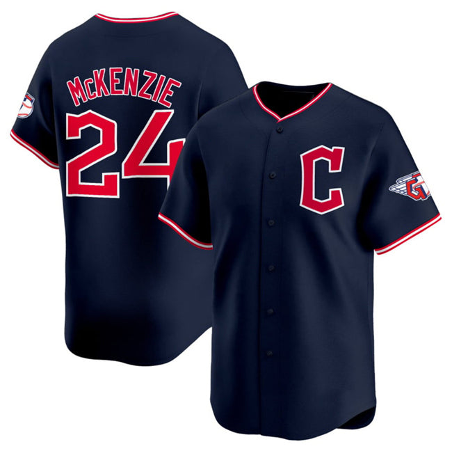 Cleveland Guardians #24 Triston McKenzie Navy Puhics 2025 Alternate Limited Stitched Jersey