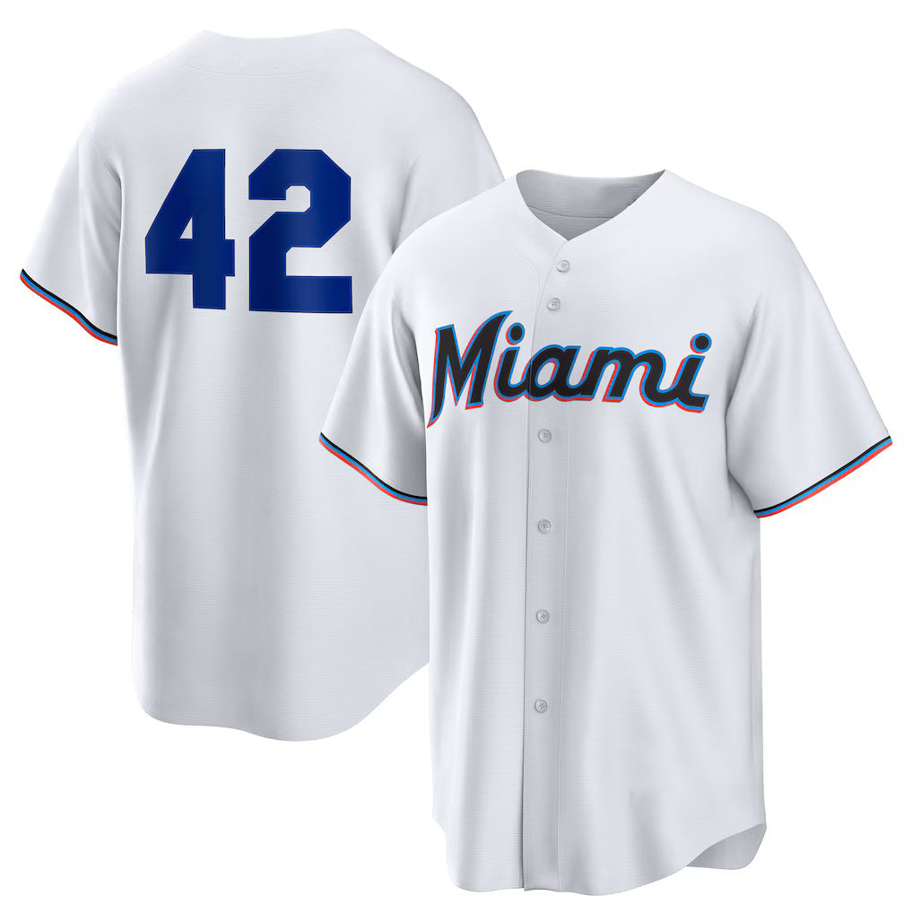 Miami Marlins #42 Jackie Robinson White Puhics Home 2025 Day Replica Jersey