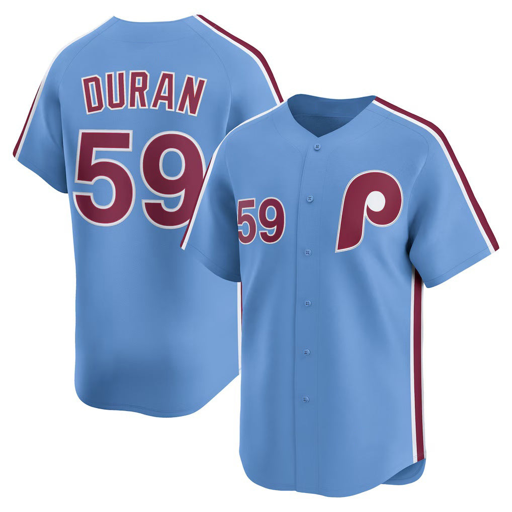 Philadelphia Phillies #59 Jhoan Duran Light Blue Puhics Alternate Limited Player Jersey