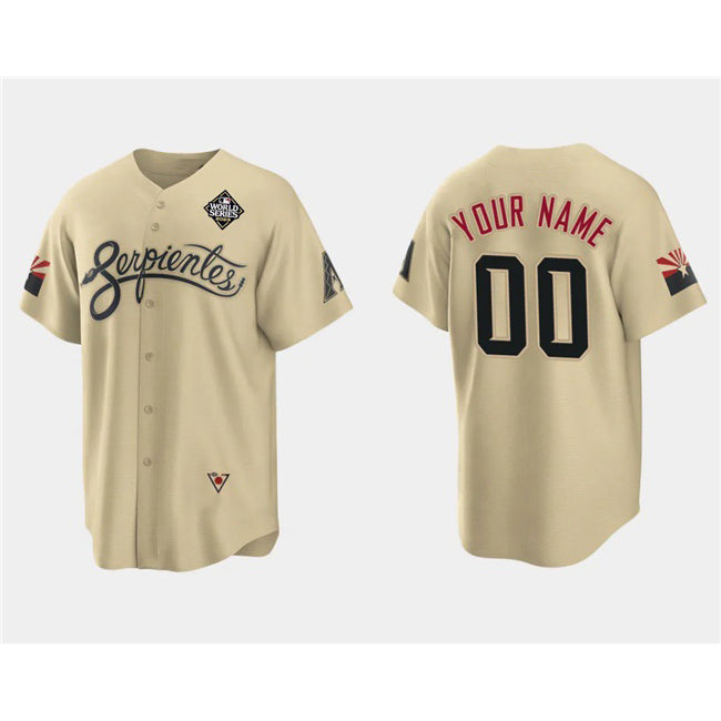 Custom Arizona Diamondbacks Active Player Gold Puhics 2023 World Series City Connect Cool Base Stitched Jersey