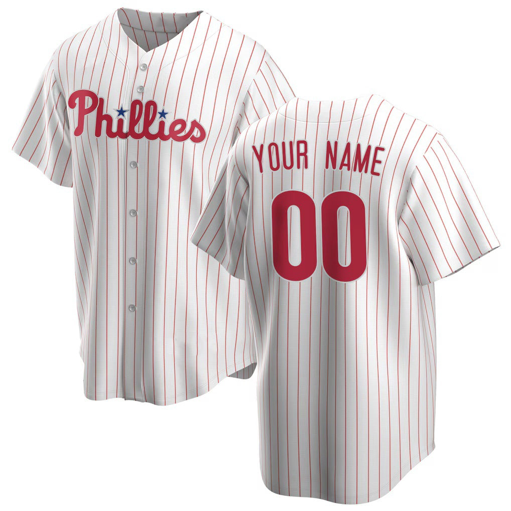 Custom Philadelphia Phillies White Puhics Home Replica Jersey