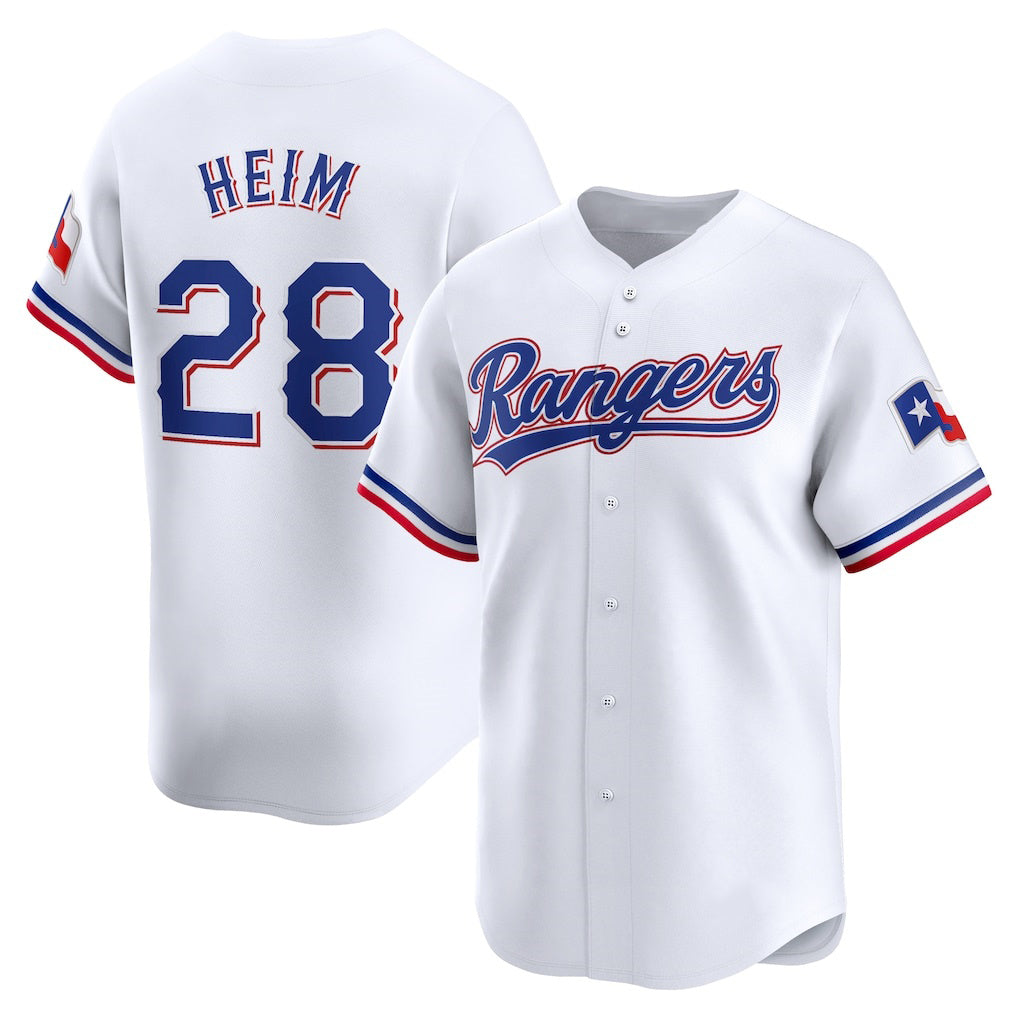 Texas Rangers #28 Jonah Heim White Puhics Home Limited Player Jersey