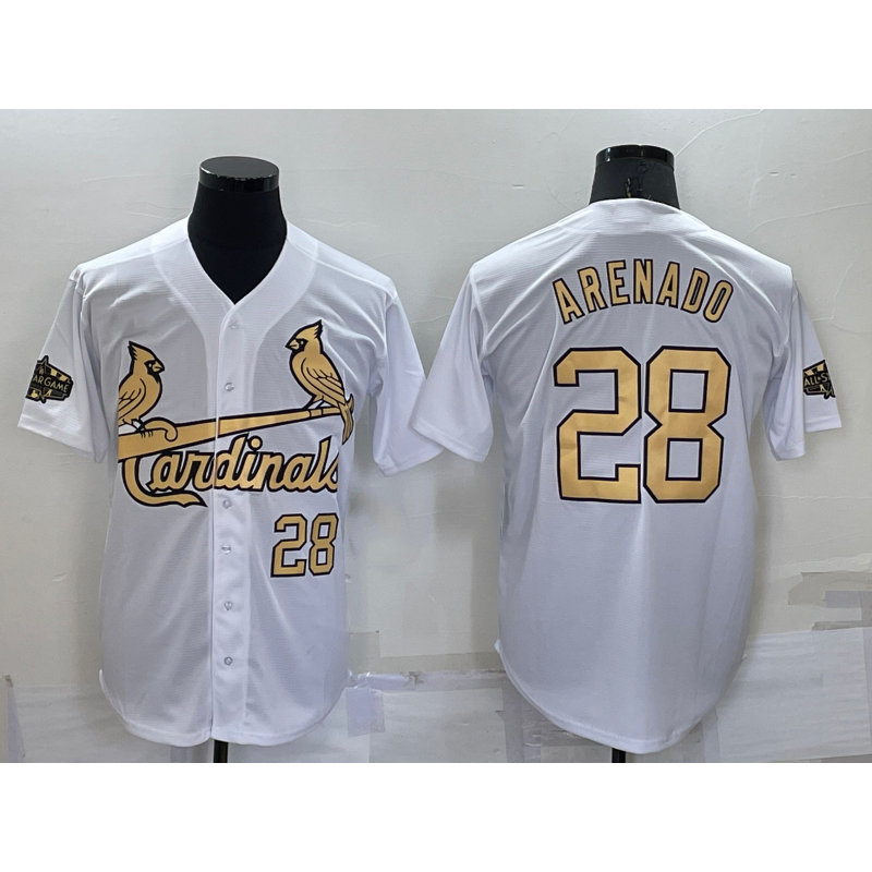St. Louis Cardinals #28 Nolan Arenado Number White Puhics 2022 All Star Stitched Cool Base Jersey
