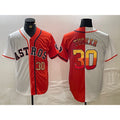 Houston Astros #30 Kyle Tucker White Orange Puhics Split Stitched Jerseys