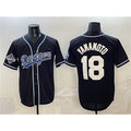 Los Angeles Dodgers #18 Yoshinobu Yamamoto Black Puhics 2025 World Series Champions Patch Cool Base Stitched Jersey