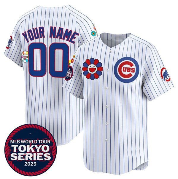 Custom Chicago Cubs Active Player White Puhics 2025 Tokyo Series Limited Stitched Jersey