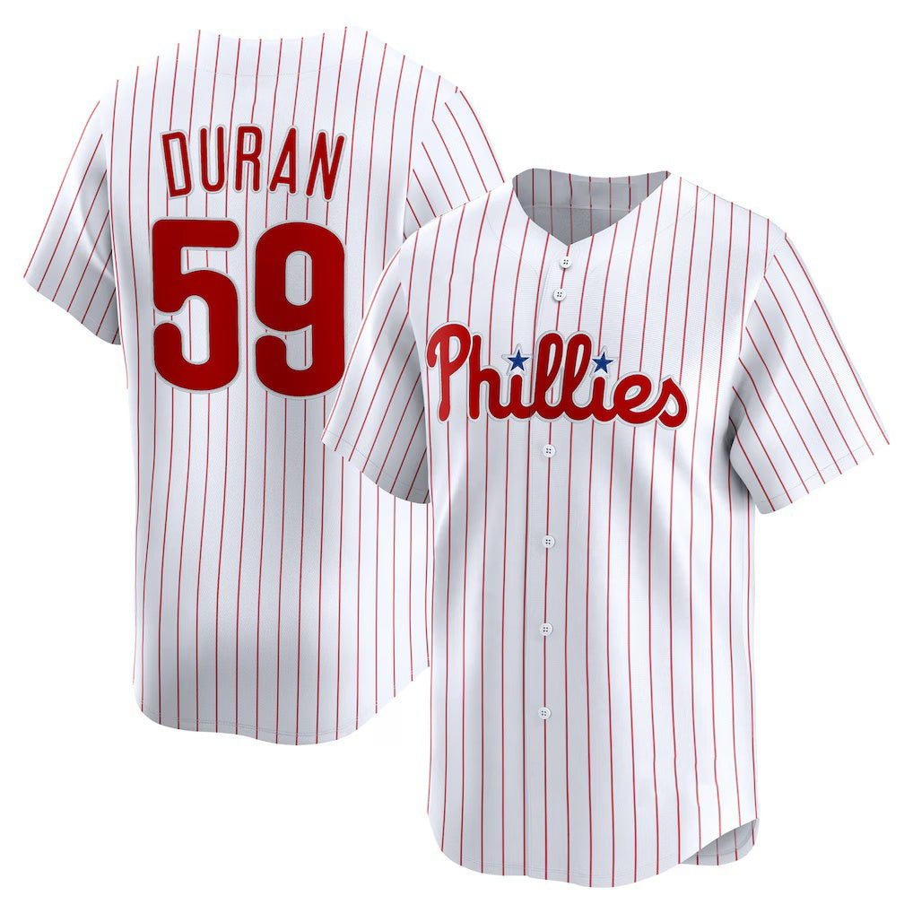 Philadelphia Phillies #59 Jhoan Duran White Puhics Home Limited Player Jersey