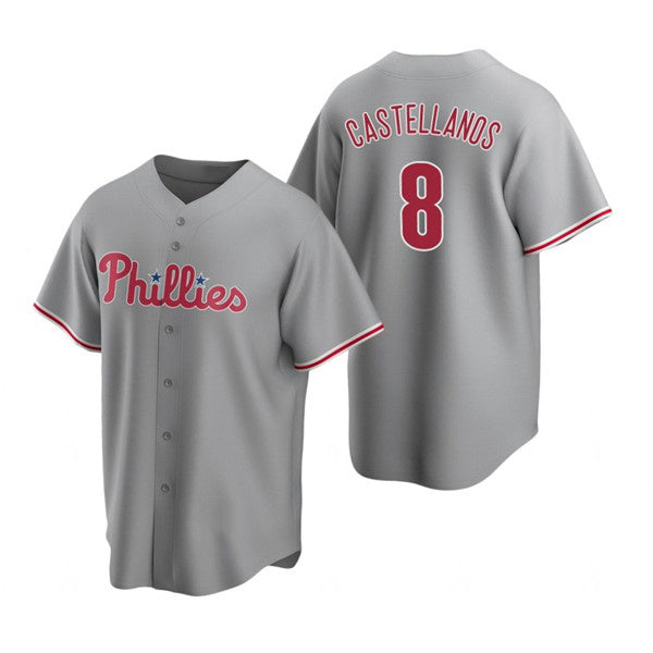 Philadelphia Phillies #8 Nick Castellanos Gray Puhics Cool Base Stitched Jersey