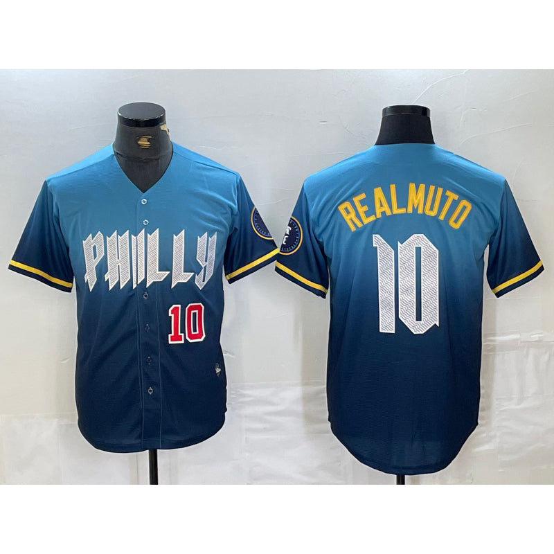 Philadelphia Phillies #10 JT Realmuto Number Blue Puhics 2024 City Connect Limited Stitched Jerseys