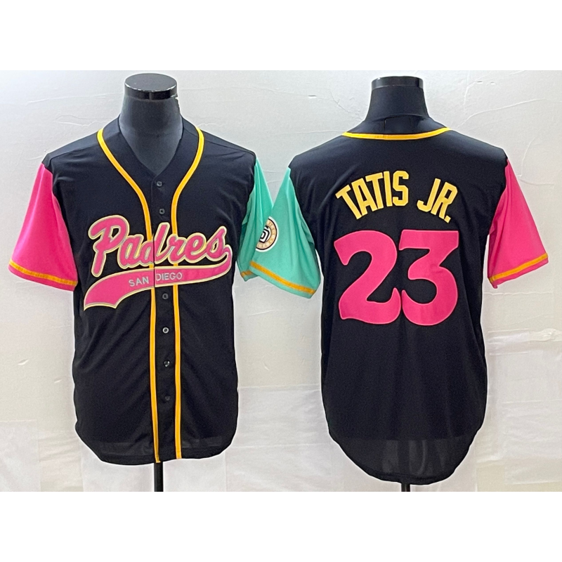 San Diego Padres #23 Fernando Tatis Jr Black Puhics NEW 2023 City Connect Cool Base Stitched Jersey 2
