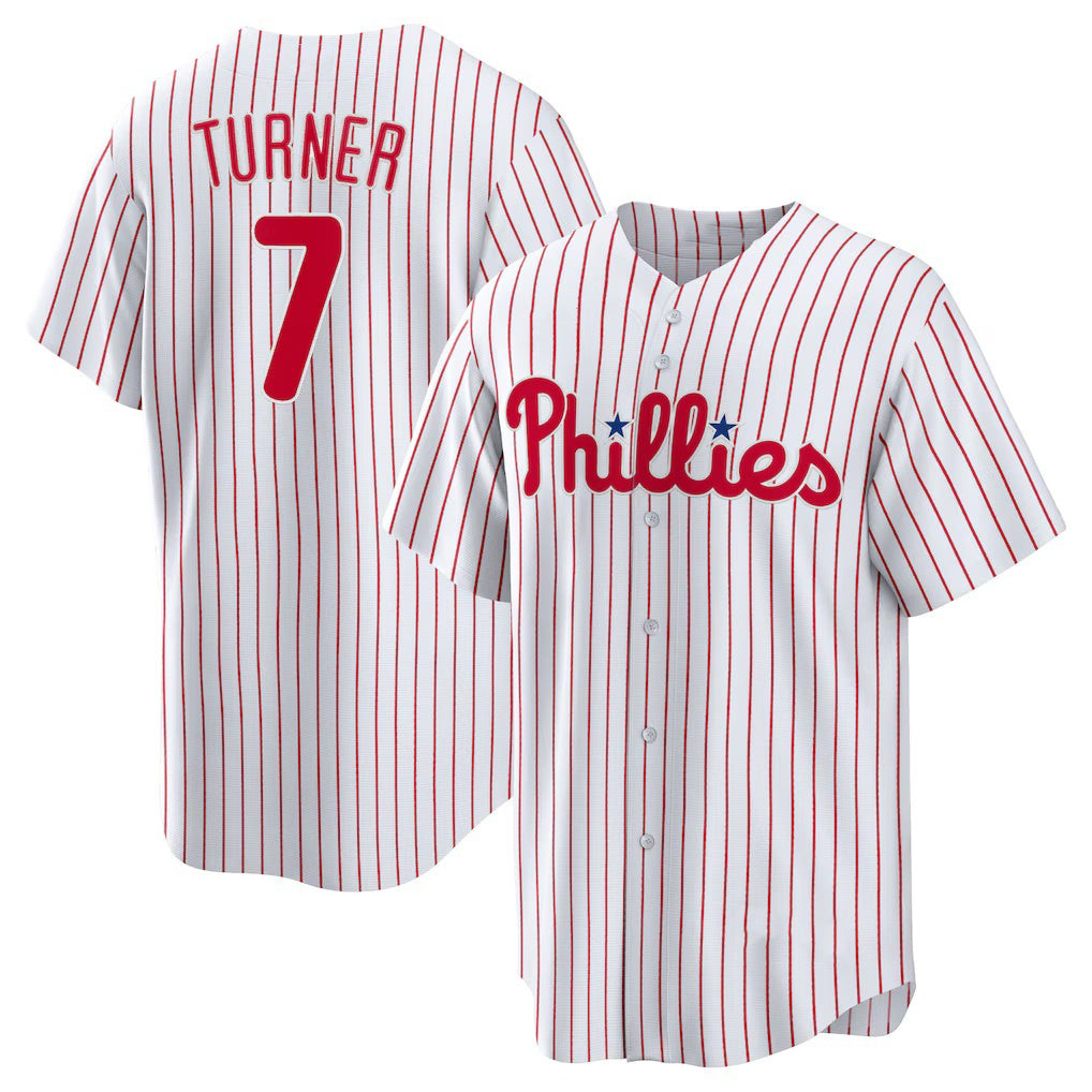 Philadelphia Phillies #7 Trea Turner White Puhics Home Replica Player Jersey
