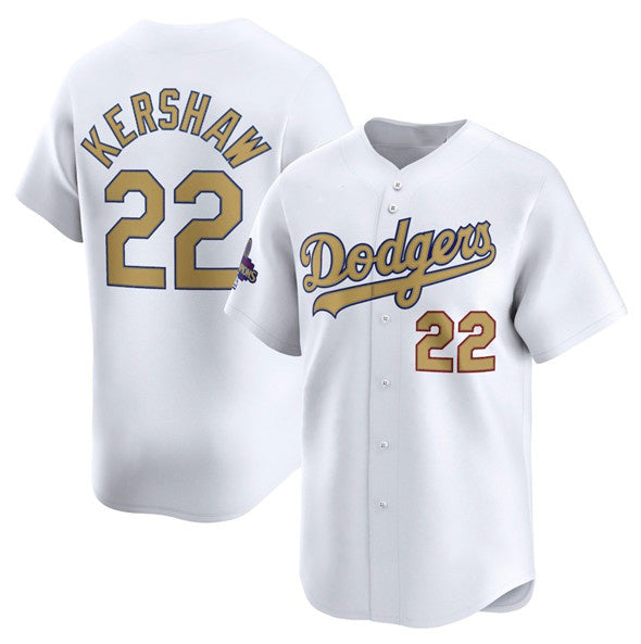Los Angeles Dodgers #22 Clayton Kershaw White Puhics 2025 Gold Collection Limited Stitched Jersey