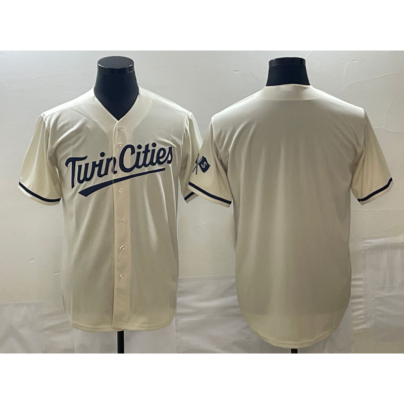 Minnesota Twins Blank Cream Puhics Cool Base Stitched Jersey