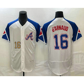 Atlanta Braves #16 Travis dArnaud Number White Puhics 2023 City Connect Flex Base Stitched Jersey