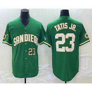 San Diego Padres #23 Fernando Tatis Jr Number Green Puhics Cool Base Stitched Jersey