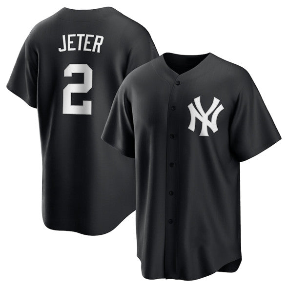 New York Yankees #2 Derek Jeter Black Puhics Lights Out Limited Stitched Jersey