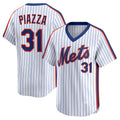 New York Mets #31 Mike Piazza White Puhics Throwback Cooperstown Collection Limited Jersey