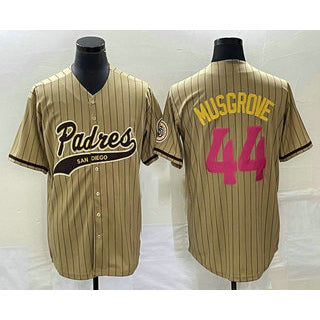 San Diego Padres #44 Joe Musgrove Tan Puhics Pinstripe 2023 City Connect Cool Base Stitched Jersey
